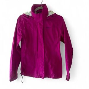 MARMOT PURPLE LONG SLEEVE FRONT ZIPPER PERFORMANCE RAIN HOODED JACKET SIZE SMALL